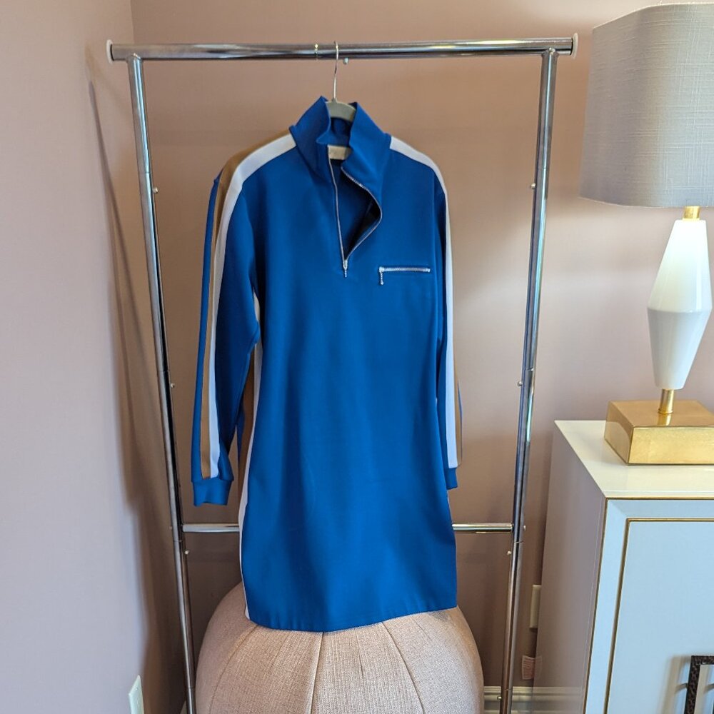 Tory Burch Knit Quarter Zip Dress (Size S, Blue)